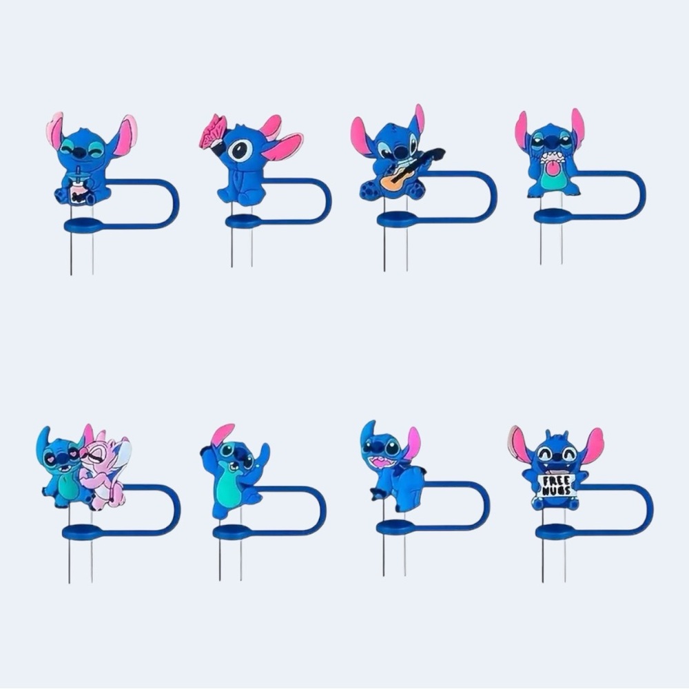 NIB Stitch 8pc Straw Topper Set